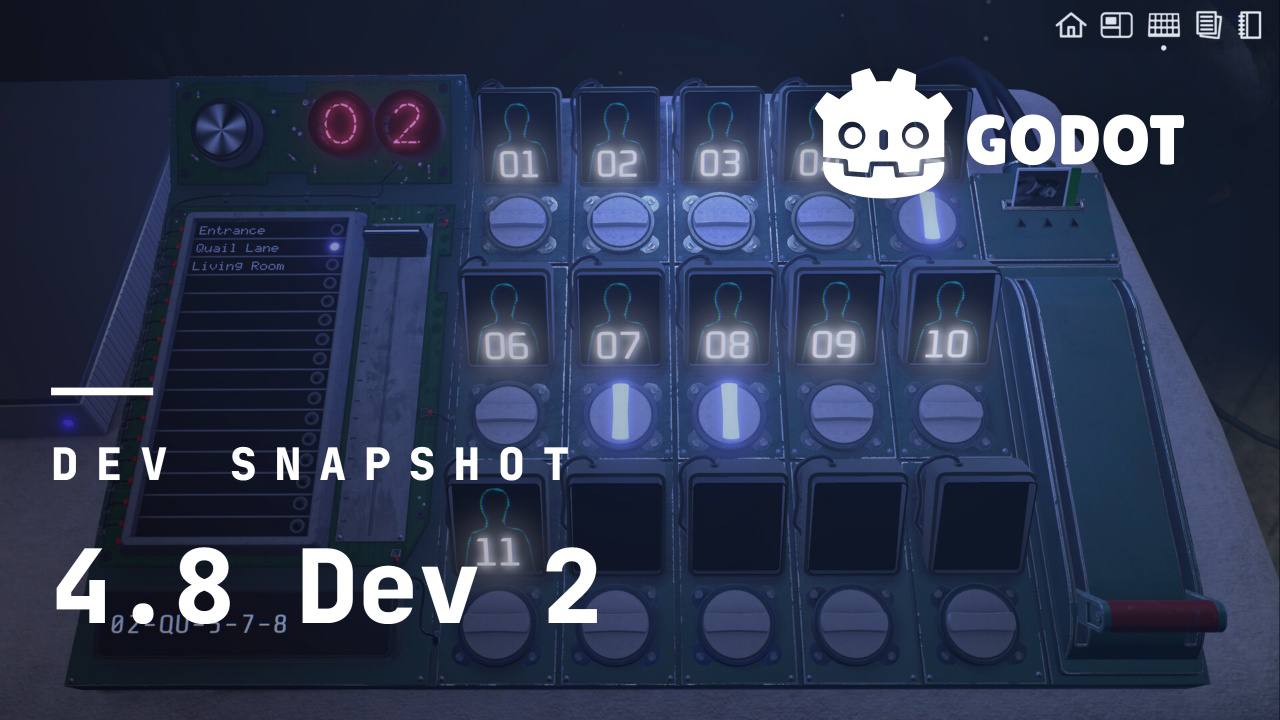 Вышла Godot 4.8 Beta 2: 144 исправления регрессий и статус feature-complete